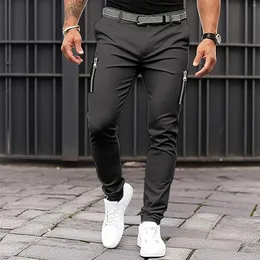 Pantaloni da uomo Pantaloni slim fit da uomo a tubo dritto con cerniera retrò tasca artificiale pantaloni casual da strada Hip Hop da jogging Harem oversize