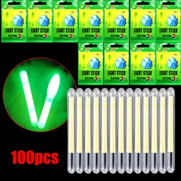 100pcs صيد الأسماك تعويم الخفيفة العصا اليراعات الفلورسنت lightstick قضيب داكن توهج معالجة أداة 231229