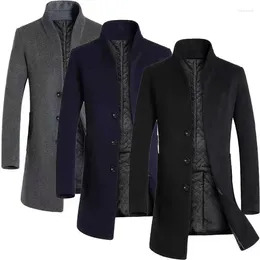 Chaquetas de hombre Abrigo de invierno Lana de longitud media Negro | Traje pequeño gris azul chaqueta informal de negocios ropa superior