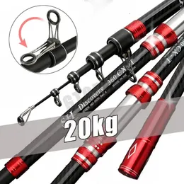 Telescopic Fishing Rod 2.7/3.0/3.6/4.2/4.5m Travel Surf Rod Spinning Power 5-300g Throwing Surfcasting Carbon Baitcasting rod 231228