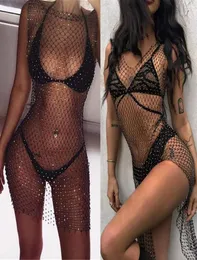 Neue Sommer Mode Frauen Spitze Fishnet Bikini Cover Ups Diamant Sexy Net Kleidung Bademode Badeanzug Strand Dress19020190