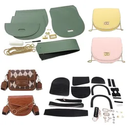 Zubehör DIY Handnähen Taschenset Herstellungsset Handgefertigte Lederhandtasche Nähen Satteltasche mit Schultergurt für Frauen 231228