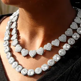 Chaînes Glacé Plein Strass Tennis Chaîne Collier Pour Hommes Femmes Bling Carré Coeur Cubain Lien HipHop Bijoux De Mode