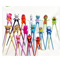 Chopsticks 100 Pair Mixed Colors Cartoon Kids Children Gift Study Exercise Sile Head Wholesale Drop Delivery Home Garden Kitchen Din Dhlv2