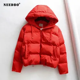 Leather NEEDBO Cotton Padded Jacket Winter Hooded Parkas Woman Warm Down Jacket Large Size Coat Thicken Women Casual Puffer Jacket