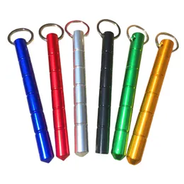 Wholesale mini self defense stick key chain Solid cylinder aluminum women self defense key chain broken window escape stick pendant