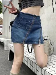 Gonne HOUZHOU Minigonna Y2k sexy Donna Estate Streetwear Chic Cerniera Denim Harajuku Vintage Slim Ragazza Moda coreana