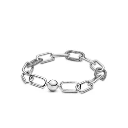 S925 Sterling Silver Pandoras Bracelet Me Link Snake Chain Circular Clasp Bangles 여성 구슬 매력 보석 발렌타인 데이 GI246N