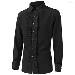 Women's Blouses Retro Ruffles Shirts Renaissance Victorian Steampunk Shirt Solid Color Lapel Gothic Pleat Ladies Tops