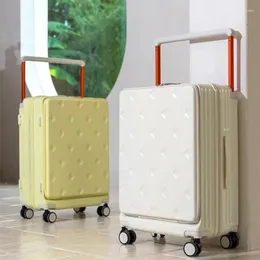 Suitcases 2024 Breiter Trolley-Koffer für Damen, 20 Zoll, Handgepäckkoffer, Frontöffnung, Computerfach, Passwort-Ladegepäck, 24 Zoll