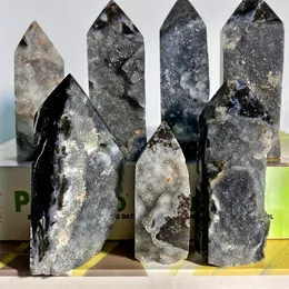 Objetos decorativos estatuetas esfalerita torre ponto natural cristal de quartzo mineral amostra haste coluna wicca reiki energia cura varinha