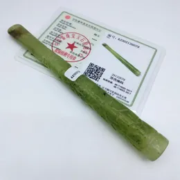 Inne certyfikowane naturalne Jade/Serpentine rzeźbione smocze uchwyt papierosów L 130 mm