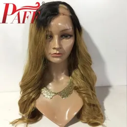 Perucas paff onda do corpo cabelo humano u parte peruca ombre 1b 27 cor brasileiro remy cor preta natural 1*3 abertura lateral peruca