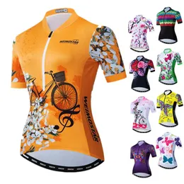 Vests 2022 Kvinnor Cykeltröja Kort ärm Mtb Bike Jersey andningsbar cykelskjorta Pro Team Cycling Wear Clothes Camisa Ciclismo