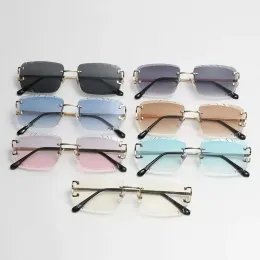 new sunglasses Frames Diamond Cut Luxury Desinger Carter Sun Glasses Vintage Rimless Wire C Shades For Men And Women Lentes De Sol Mujer