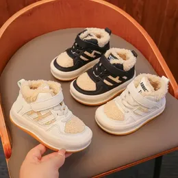 2024 bomullsskor barn plysch förtjockade icke-halkskor pojkar flickor varma sportskor baby mjuk komfort vinter sneakers barn 231229