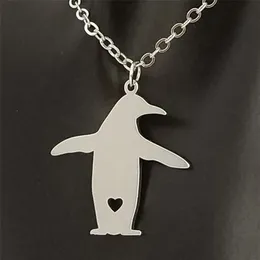 Rostfritt stål Golden Penguin Pendant Necklace Silver Love Animal Necklace Men and Women Jewelry Valentine's Day Gift2531