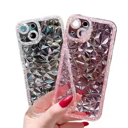 Obudowy telefonu komórkowego Bling Diamond Grain Soft TPU dla iPhone 14 Pro Max 13 12 x xr xs 8 7 Plus iPhone14 drobna dziura przezroczysty przezroczysty kryształowy telefon komórkowy z tyłu zatocza