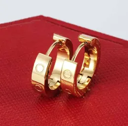 Hoop Huggie silver hoop earrings Round gold earrings Titanium steel rose Stud gold love earrings for woman exquisite simple fashion diamond lady earrings jewelry AA