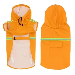 Dog Apparel Pet Raincoat Pu Waterproof Big Poncho Outdoor Reflective Drop Delivery Oto8V