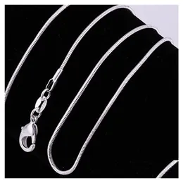 Chains 1.2Mm 925 Sier Plated Diy Snake Chain Charms Link Necklace With Lobster Clasps For Jewelry Making Size 16 18 20 22 24 26 28 3 Dhsvi