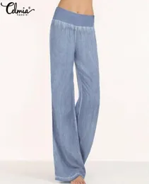 Celmia Donna Denim Pantaloni a gamba larga Jeans Pantaloni elastici a vita alta Abbigliamento donna Pantaloni casual Pantalon Taglie forti Palazzo7350324