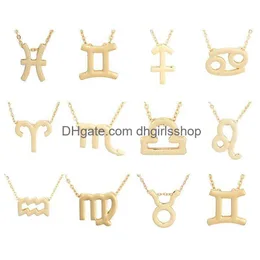 Pendanthalsband 12 Constellation Halsband Guld Fashion Mens and Womens Dekorativa hantverk Tillbehör Birthday Present Drop Delivery J DHMFK