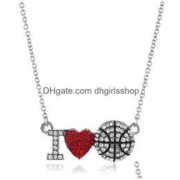 Pendant Neckor Diamond Sports Ball Necklace Basketball Baseball Soccer Heart Fashion Jewelry Accessories Presents Drop Delivery Penda DH2LC