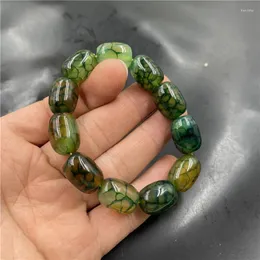 Strand Peacock Dragon Pattern Agate Bracelet Tube Beads