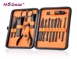 15 Pcs Aço Carbono Inoxidável Cortador de Unhas Cortador Trimmer Ear Pick Grooming Kit Manicure Pedicure Toe Nail Tools Set com Case9136236