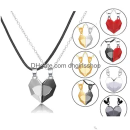 Collane con ciondolo Collana coppia creativa Un paio di moda cuore cucito regalo di San Valentino 8 stili Pendan gioielli con consegna a goccia Dhx4D