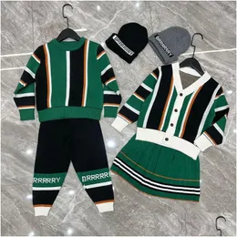 Clothing Sets Baby Set Kid Toddler Sweater 3Pics Kids Designer Sweaters Pant For Children Boys Girls Long Sleeve Top Luxury Hat Skirt Dh3K6