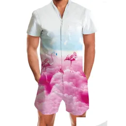 Shorts masculinos macacão casual moda 3d impressão macacão calças streetwear manga curta secagem rápida esportes playsuit macacão gota deliv dhivu