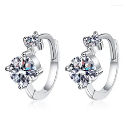 Boucles d'oreilles à dos en argent Sterling S925, cerceau Original pour femmes, véritable diamant Moissanite avec certificat GRA 1.2 Carats, anniversaire fin