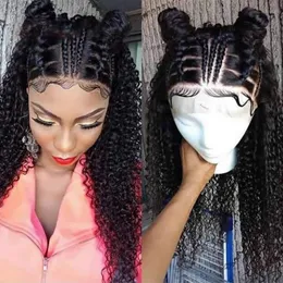 WIGS Water Wave Curly Human Hair Pront Front for Black Women 13x4 Brazilian remy يمكن أن تكون مضفرًا خطًا طبيعيًا مسبقًا 150 ٪ دي.