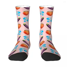 Men's Socks All Seasons Crew Stockings Peach And Eggplant Harajuku Casual Hip Hop Long Accessories For Men Women Christmas Gifts