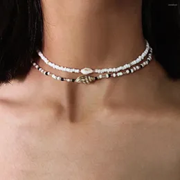 Halsband, 2 Stück, weiße Muschel-Halskette, hawaiianische Muschel, für Damen, Herren, Mädchen, Strand-Halsketten, Boho-Strand-Perlen, Sommer-Surfer