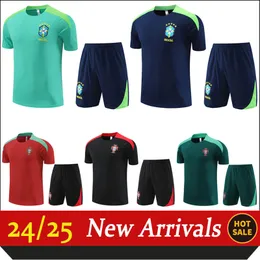 Herrspårsportduits Portugal 2024-2025 Soccer Brazil Training Tracksude Short and Shirt