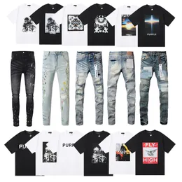 Designer mens purple jeans mens t shirt y2k hip-hop jeans high-quality men's pants high street men's and women's oversized hole jeans straight fashion slim