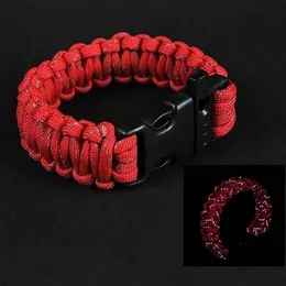 Escursione di campeggio Paracord di emergenza per uomo Donna Sopravvivenza Paracadute Corda Fibbia Kit Braccialetti riflettenti Bangle1887