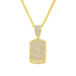 10 صف ICE OUT CZ Diamond Metal Hip Hop Gold Silver Square DAG TAG DARLACE DROP 264E