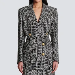 Designer women blazer jacket coat Clothing spring autumn classic Slim business released top with belt