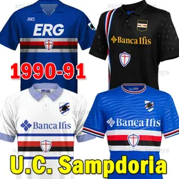23 24 U.C. Sampdoria futbol formaları retro 1990-91 Home Borini Esposito Vieira Quagliarella Verre 2023 2024 Blucerchiato Futbol Gömlek Erkek Üniformaları