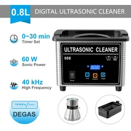 Bangle Ultrasonic Cleaner Bath 800 ml 35W Degas Timer smycken borstglasögon nagelförbättringsverktyg Dental Razor Parts