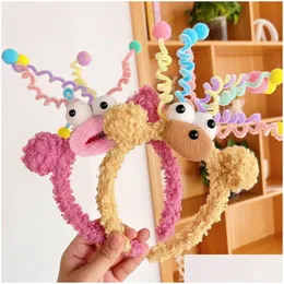 Headwear Hair Accessories Cartoon Sau Mouth Wool Roll Hairbands Kids Lovely rolig pannband Ornament Hoops Band Autumn and Winter D DHJZS