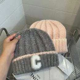 Chapeau en laine Simple et mignon, couleur contrastée, tricoté, chapeau chaud de rue, hiver