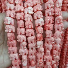 100pcs Little Elephant Pink Coral Beads 14mm Loose Spacer Bead DIY Bracelet Chram Jewelry Making Gifts246p