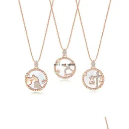 Anhänger Halsketten 12 Sternzeichen Halskette Horoskop Waage Kristall Anhänger Charm Star Choker Astrologie Goldketten für Frauen Mädchen Fa Dhcab