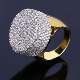 Mens Hip Hop Gold Ring Jewelry Fashion Iced Out High Quality Gemstone Simulation Diamond Rings for Men184i
