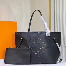 Diseñador Tote Bag Gradiente Letotipo Bag Composite Cuero Cuero de alta capacidad Cernera de membolsas de bolsillo Negro Bolso de hombro de lujo de lujo para mujeres